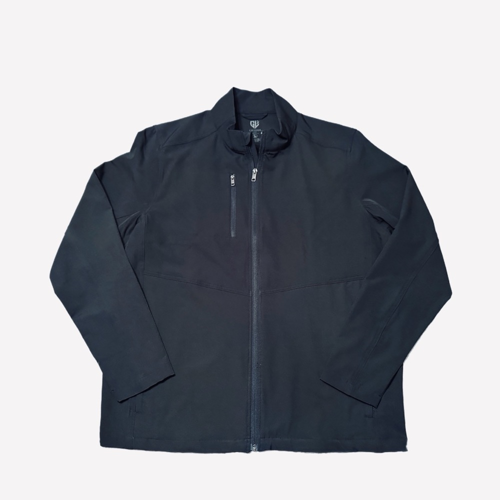 Graham Luxe Jacket Mens Large Black Blue Golf Pocket Zip Up Outdoors Coat Size L